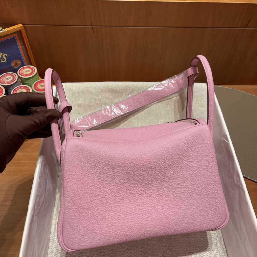 에르메스 린디백26 핑크 은장 끌레망스 가죽